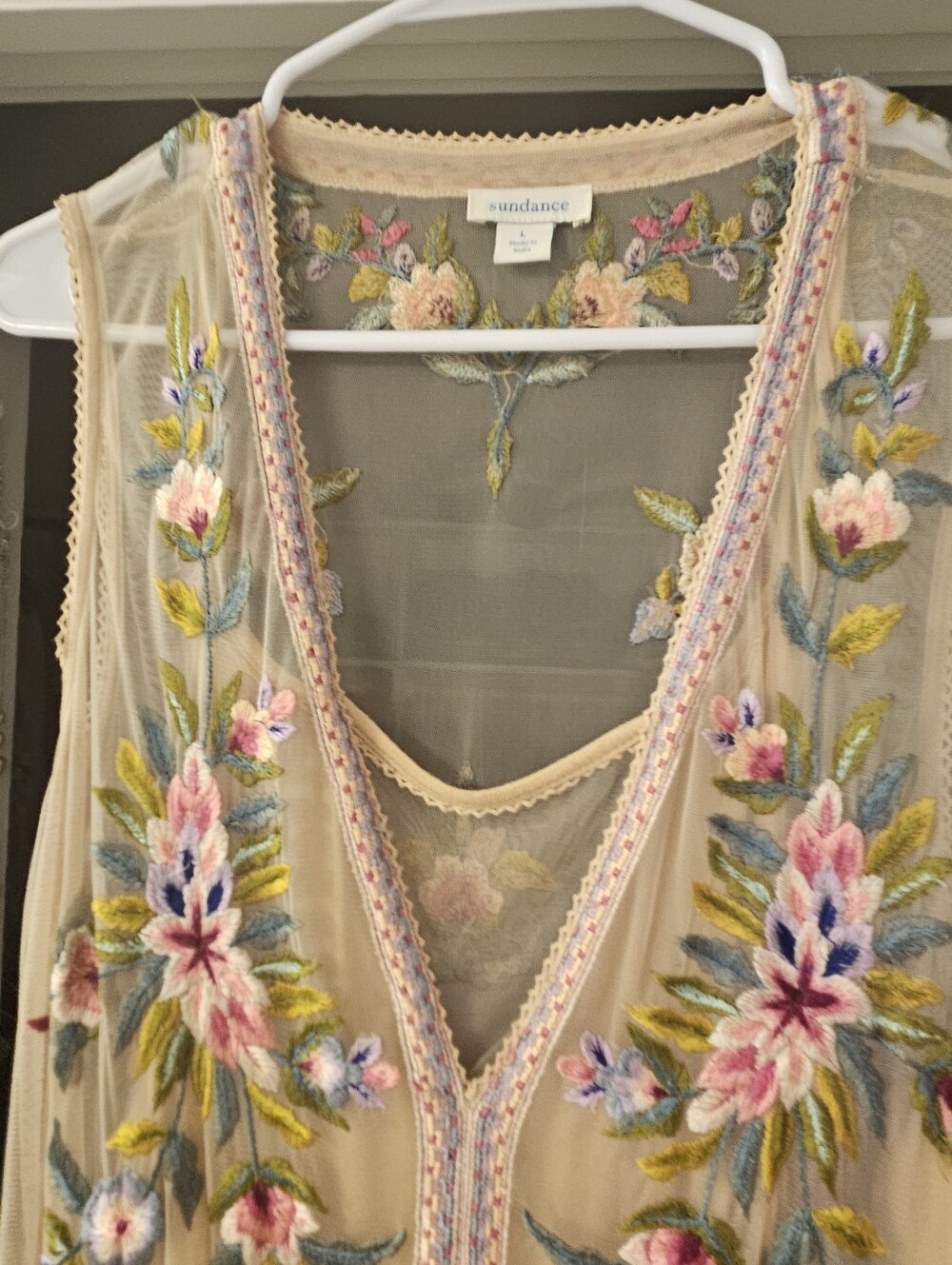 Sundance Boho Embroidered Floral Maxi Dress-Large - Picture 8 of 12